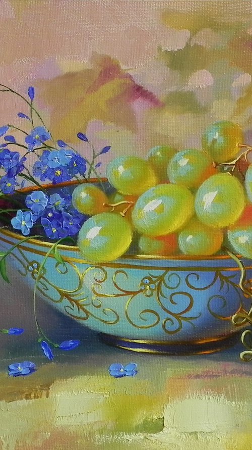 "Grapes"  Oil on canvas Original art Kitchen decor 2021 by Tetiana Novikova