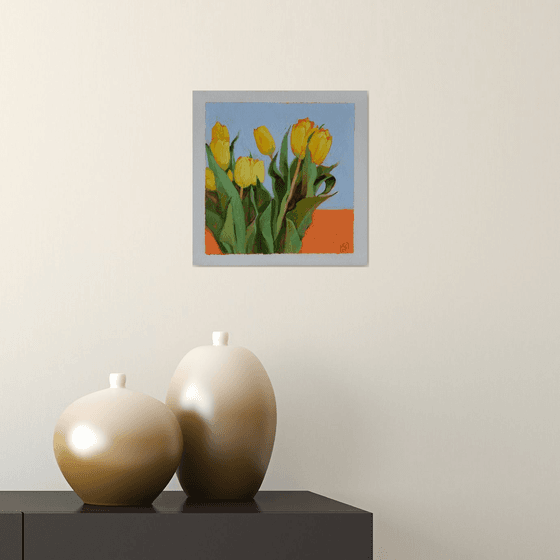 Yellow Tulips on Orange
