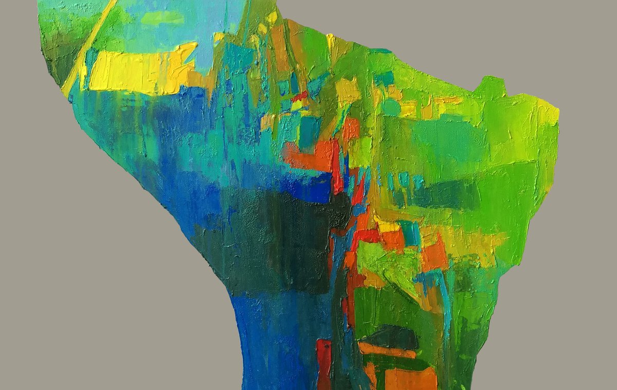 Organic Botanical Acrylic Painting By Abhishek Kumar, 54 X 36, Eucalyptract-Vii, Original Artwork