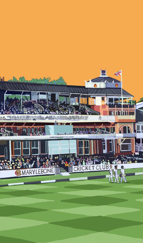 A3 Lord's Cricket Ground, St John's Wood, London Illustration Print by Tomartacus