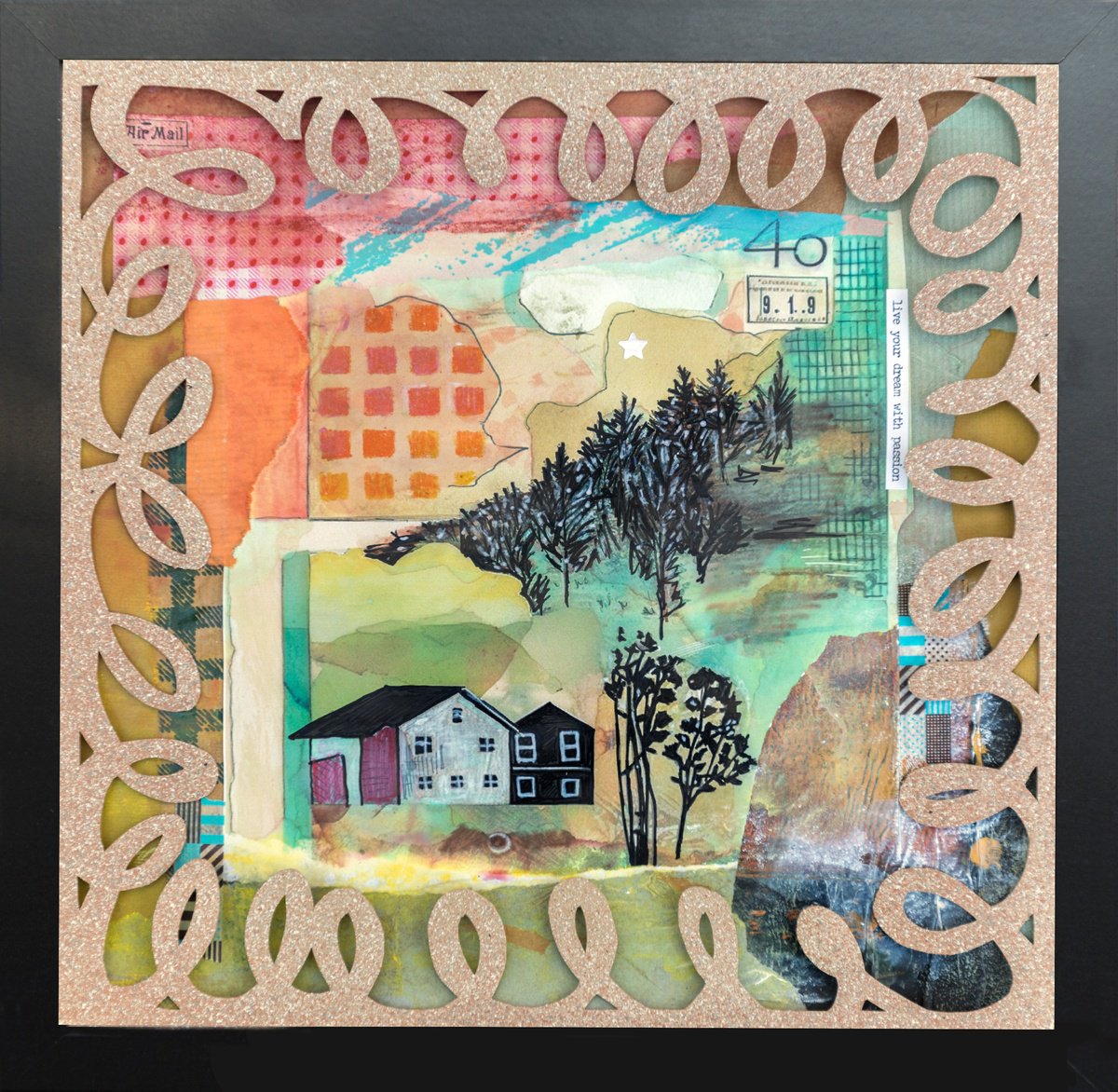 Landscape Collage By Ariadna De Raadt, 13 X 13, Simple Living 2, Original Artwork