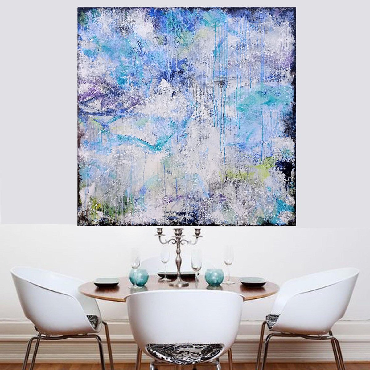Organic Abstract Acrylic Painting By Susan Wooler, 35 X 35", Midnight Whispers, Original Artwork
