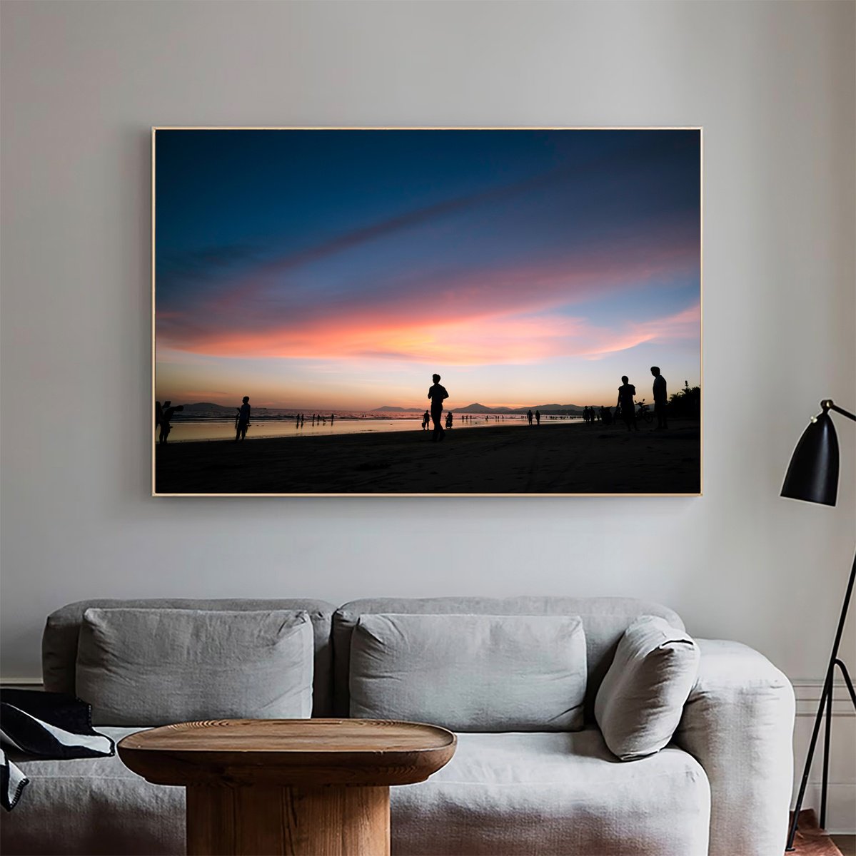 Photorealistic Landscape Photograph By Serge Horta, 48 X 32", Beach Silhouettes, Original Artwork