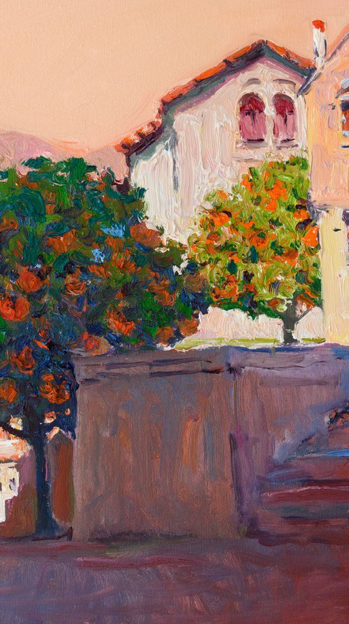 Mediterranean Street with Blue Door by Suren Nersisyan
