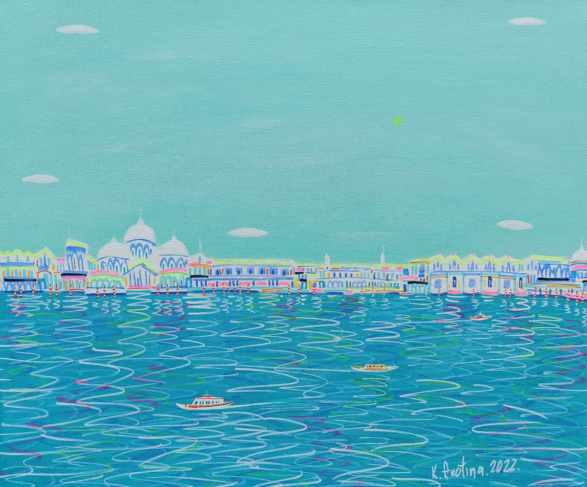 Impressionistic Landscape Acrylic Painting By Katrina Avotina, 20 X 16", Daylight, Original Artwork