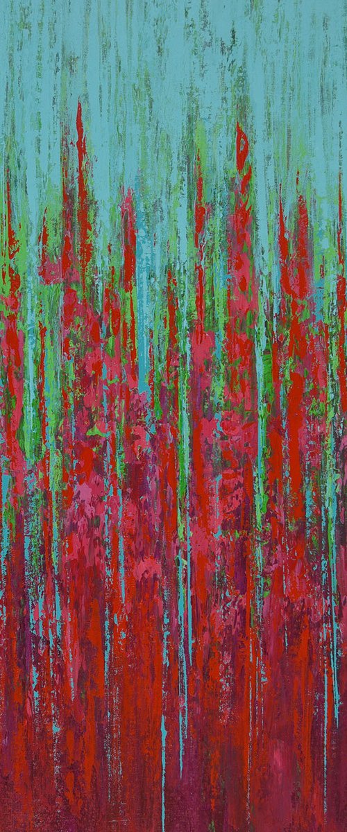 Teal Red - Vibrant Abstract by Suzanne Vaughan