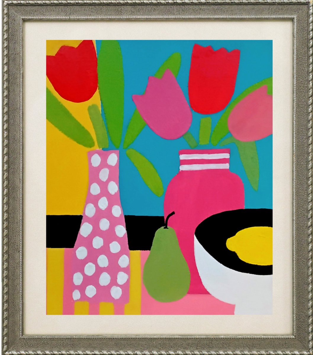 Still Life with 4 Tulips by Jan Rippingham