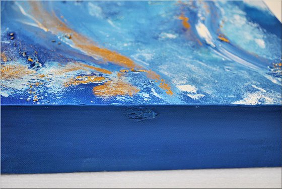 Blaue Welle - Small Painting  - Abstract - Acrylic Painting - Canvas Art - Wall Art - Ready to Hang