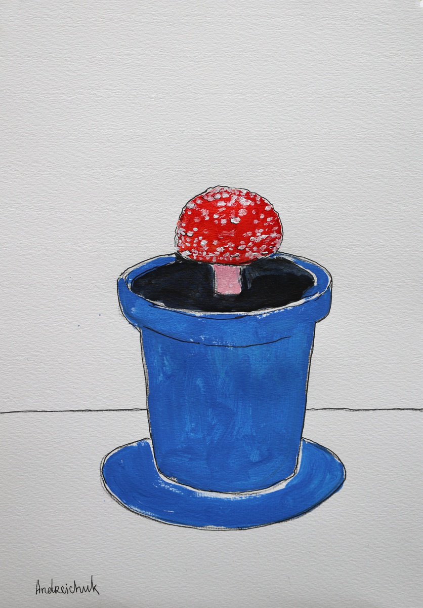 Surrealistic Acrylic Painting , Fly Agaric Mushroom By Artem Andreichuk, 12 X 17, Artwork For Sale On Artfinder