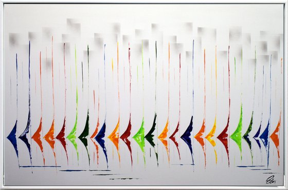 White Summer   - Abstract Art - Acrylic Painting - Canvas Art - Framed Painting - Abstract Sea Painting - Ready to Hang