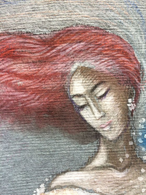 Aquarius ~ Woman as conduit (watercolour on handmade paper)