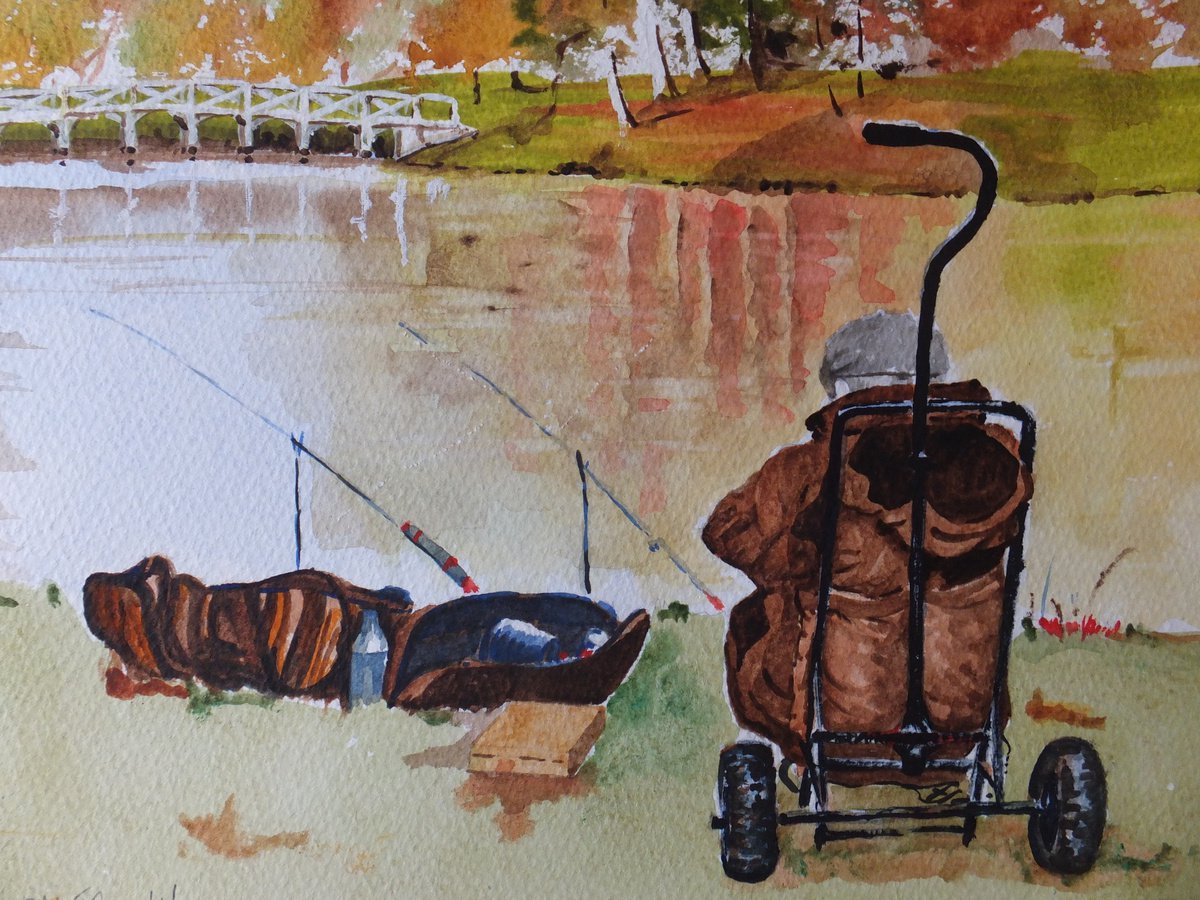 Fishing in Painshill Park by David Harmer