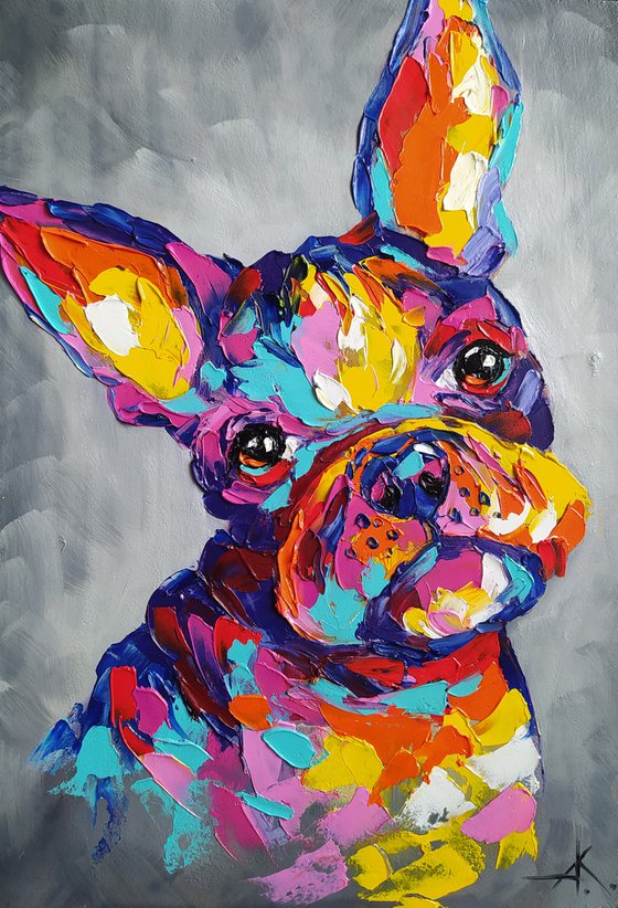 My pet -  French Bulldog, dog, animals, oil painting, French Bulldog oil painting, pet, pet oil painting, gift, animals art, bulldog