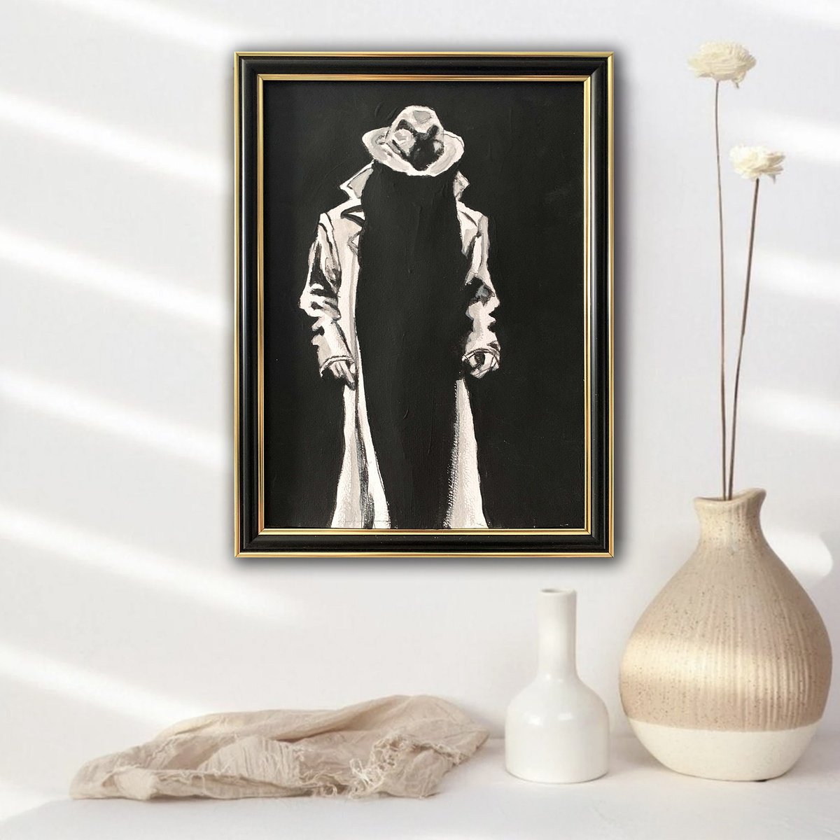 Illustrative Portrait Acrylic Painting By Vita Schagen, 9 X 13", In A Shadow(2)., Original Artwork