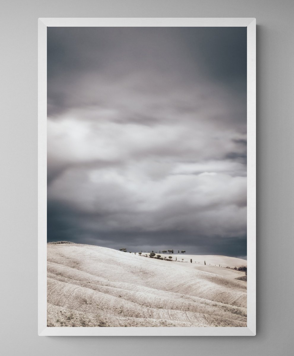 Impressionistic Landscape Photograph By Karim Carella, 31 X 45", Tuscan Rolling Hills B4 Storm (St 2), Original Artwork