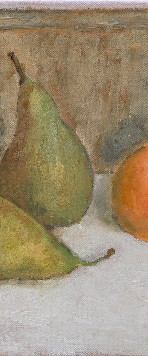 Season of big green pears by Elena Zapassky