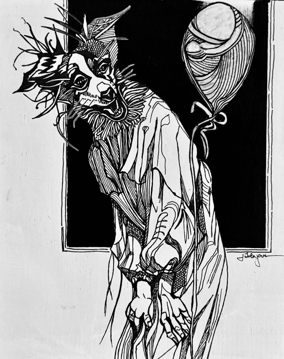 Illustrative Animal Ink Drawing By Lola Jovan, 8 X 10", Her Small Soft Self, Original Artwork