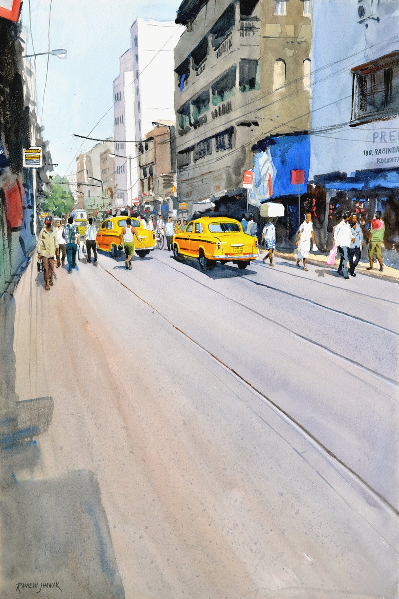 Yellow taxis, Kolkata by Ramesh Jhawar