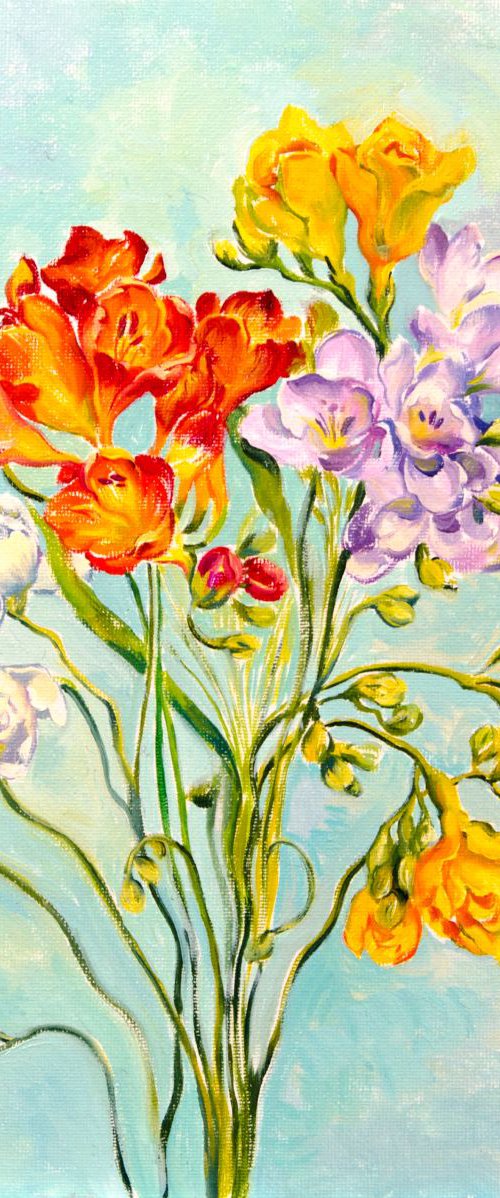 Colorful Freesias by Daria Galinski