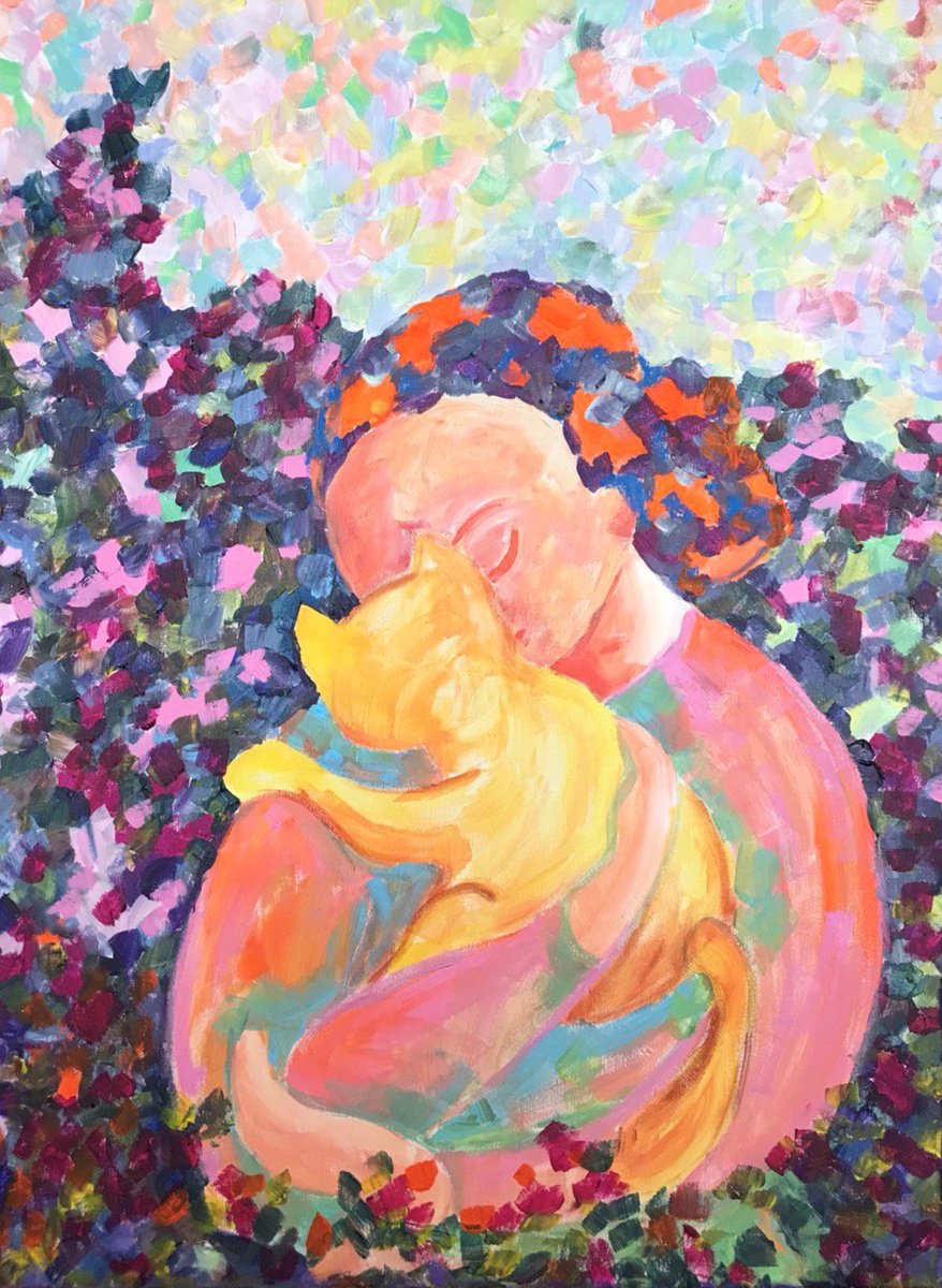 Abstract Animal Acrylic Painting By Tetiana Pchelnykova, 24 X 31", Ray Of Hope, Original Artwork