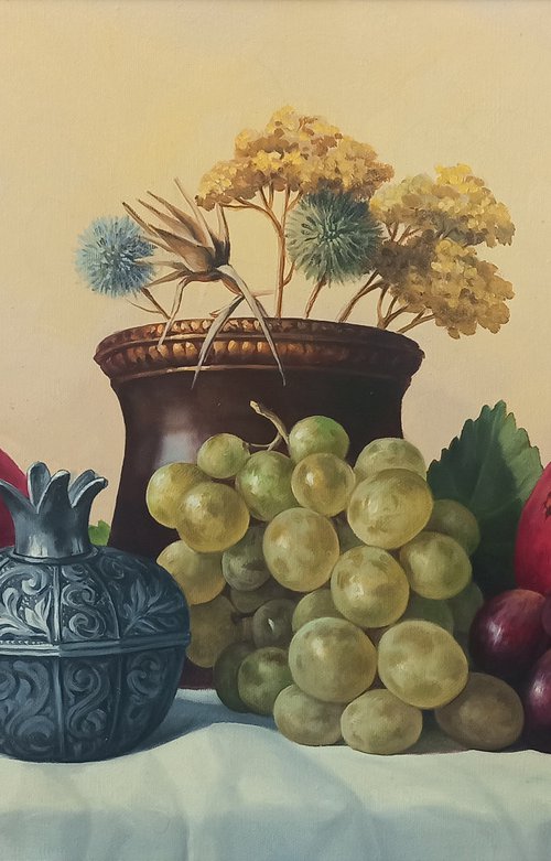 Still life with autumn fruits-2 (40x60cm, oil painting, ready to hang) by Tamar Nazaryan