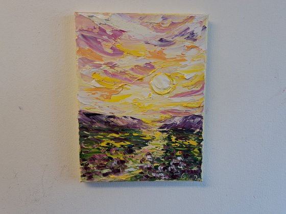 Sunrise impasto painting