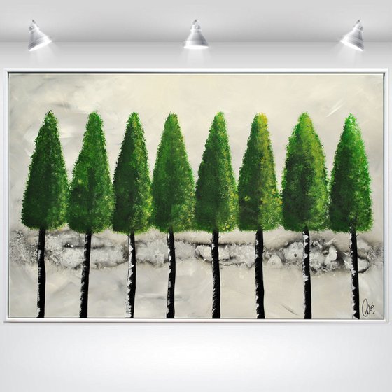 Green Spring  acrylic abstract painting nature painting framed canvas wall art