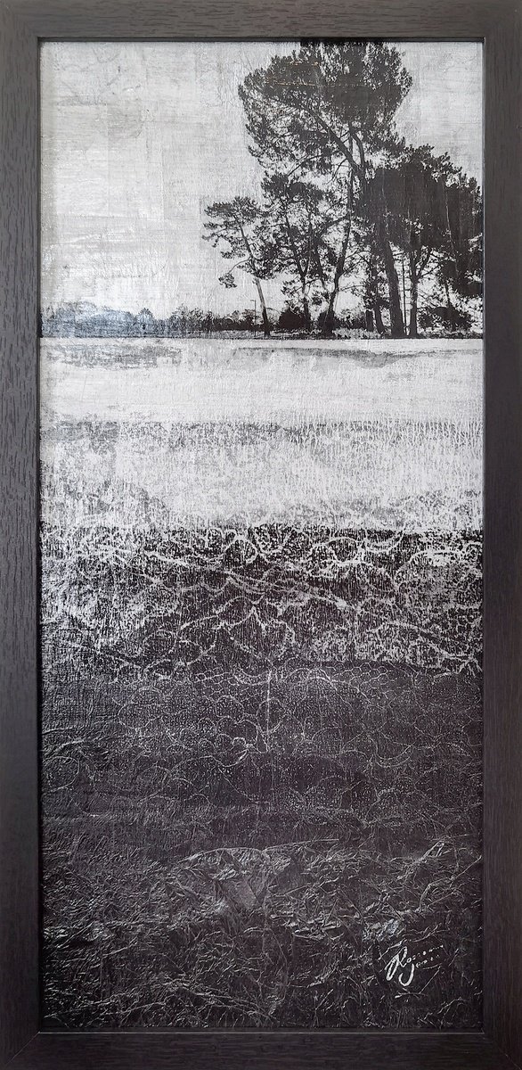 Abstract Landscape Collage By Roseanne Jones, 9 X 19", Flourish, Original Artwork