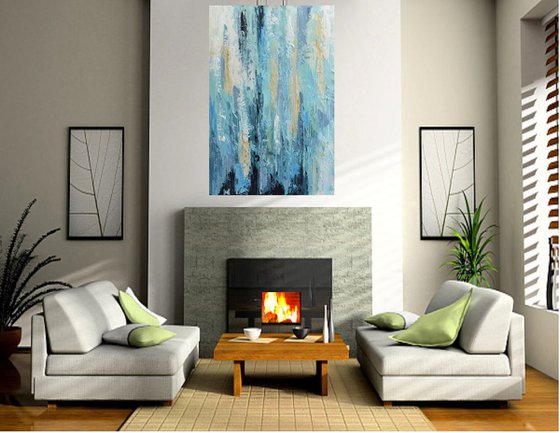Blue with a touch of brown - Original Abstract Acrylic Painting