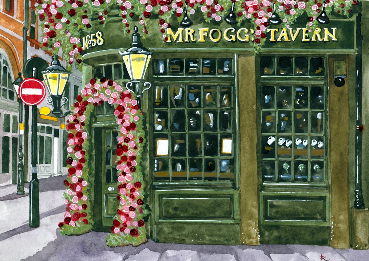 Illustrative Cityscapes Painting By Terri Smith, 12 X 8", Mr. Fogg