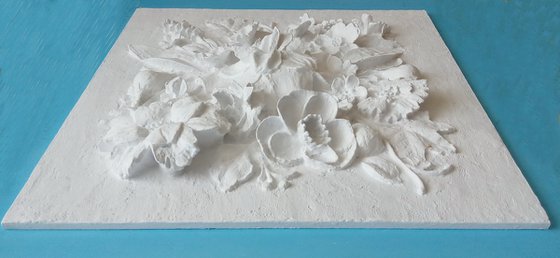 sculptural wall art "Flower arrangement with a rose"