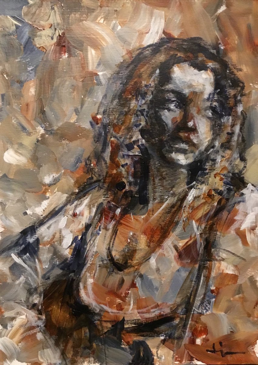 Expressive Portrait Acrylic Painting By Dominique Deve, 11 X 17, Holly, Original Artwork