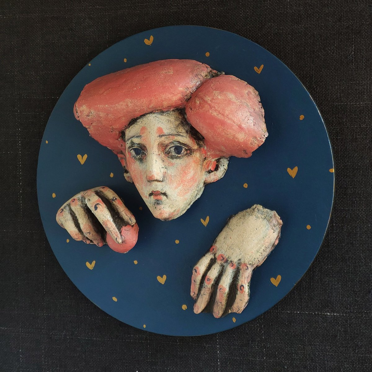 Expressive Portrait Sculpture By Nadiia Otriazha Fedir Bushmanov, 12 X 12", Orysia, Original Artwork