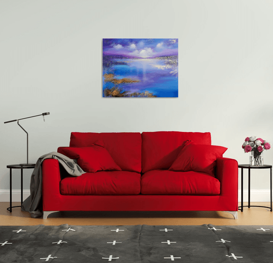 A XL large beautiful modern semi-abstract seascape painting "Miracle moment"