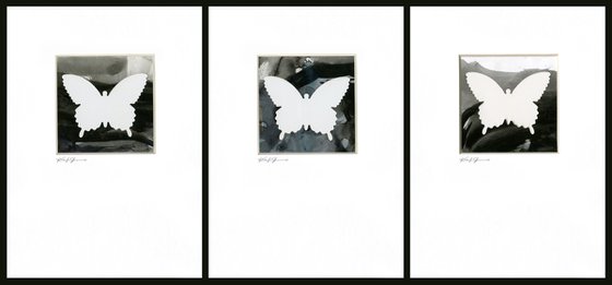 Butterfly Collage Collection 1 - 3 Minimalist Collages by Kathy Morton Stanion