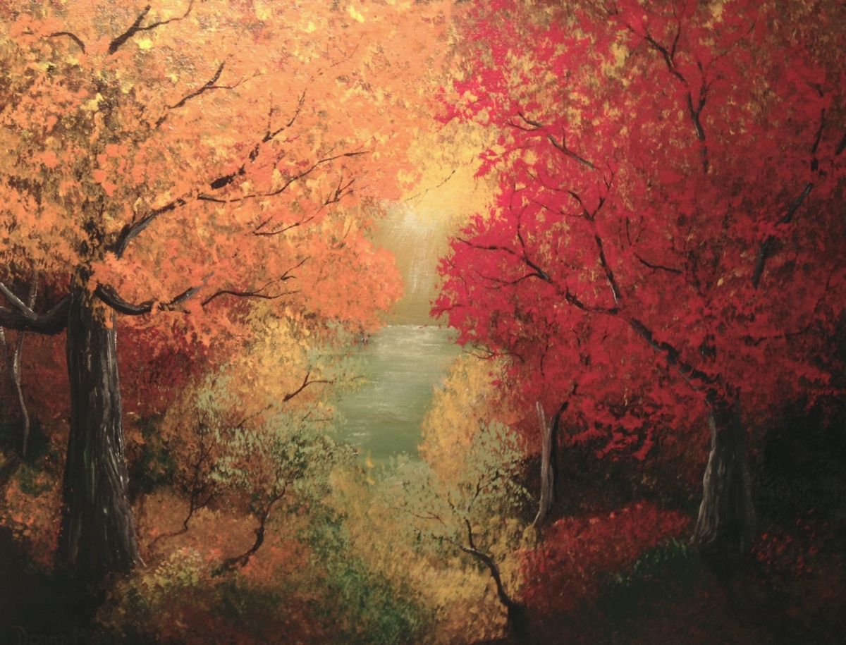 Impressionistic Landscape Painting By Donna Daniels, 20 X 16, The View From The Woods, Original Artwork