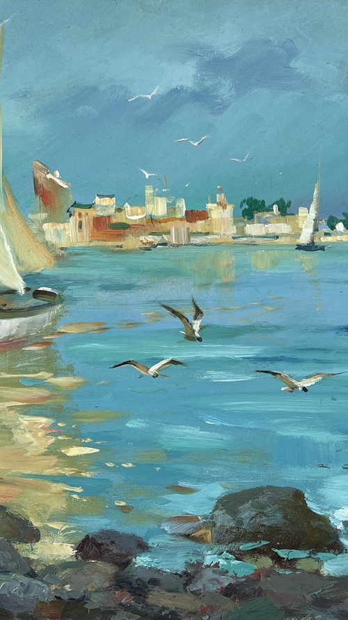 Seashore with Boats by Yuriy Suprunchuk