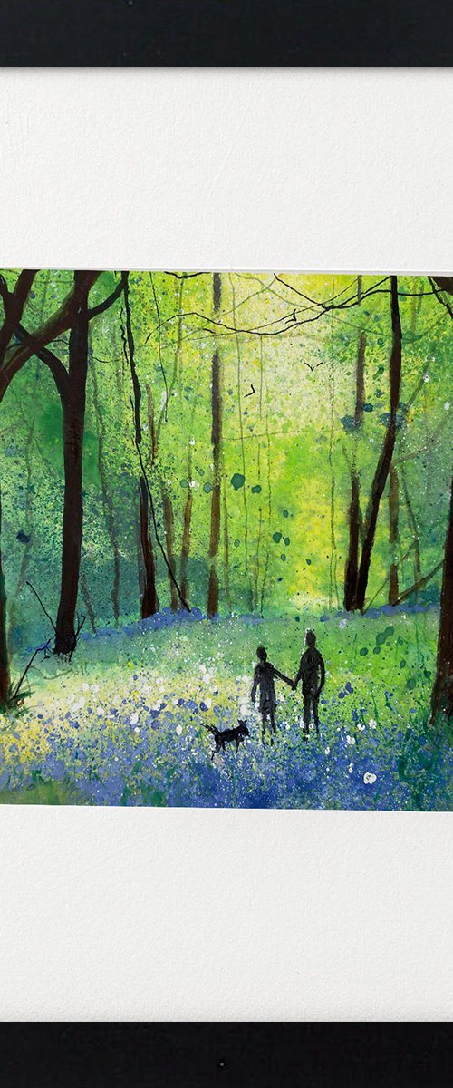 Dog walk in Bluebells Framed by Teresa Tanner