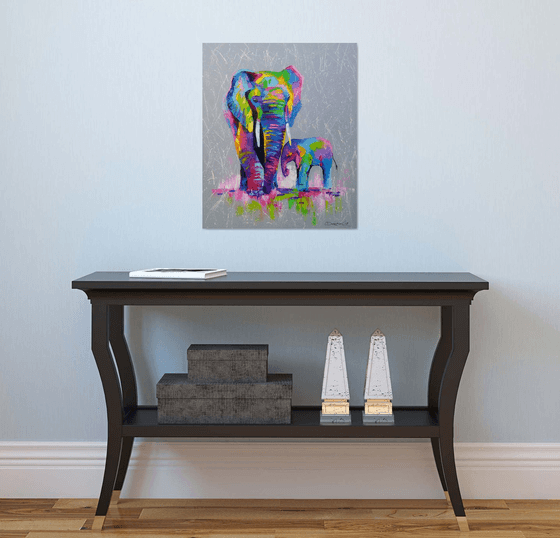 Elephants mother and son