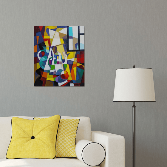 Cubism still life (60x50cm, cubism, oil painting, ready to hang)