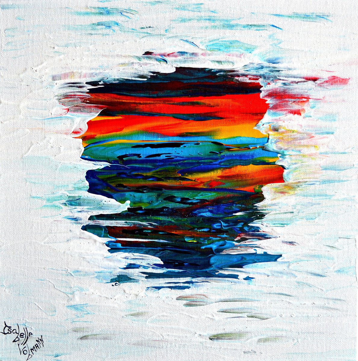 Impressionistic Abstract Acrylic Painting By Isabelle Vobmann, 12 X 12, Beautiful World, Original Artwork