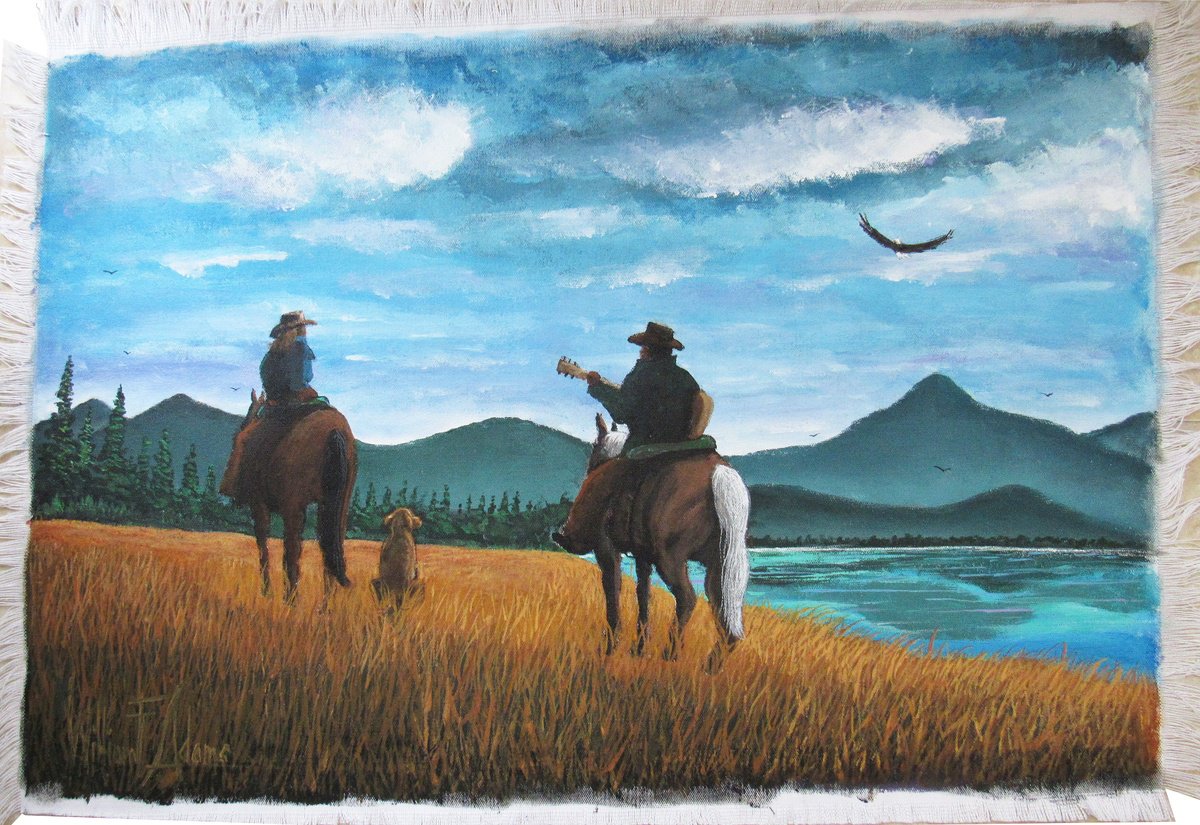 Impressionistic Portrait Acrylic Painting By William F. Adams, 32 X 22", A Serenade In God