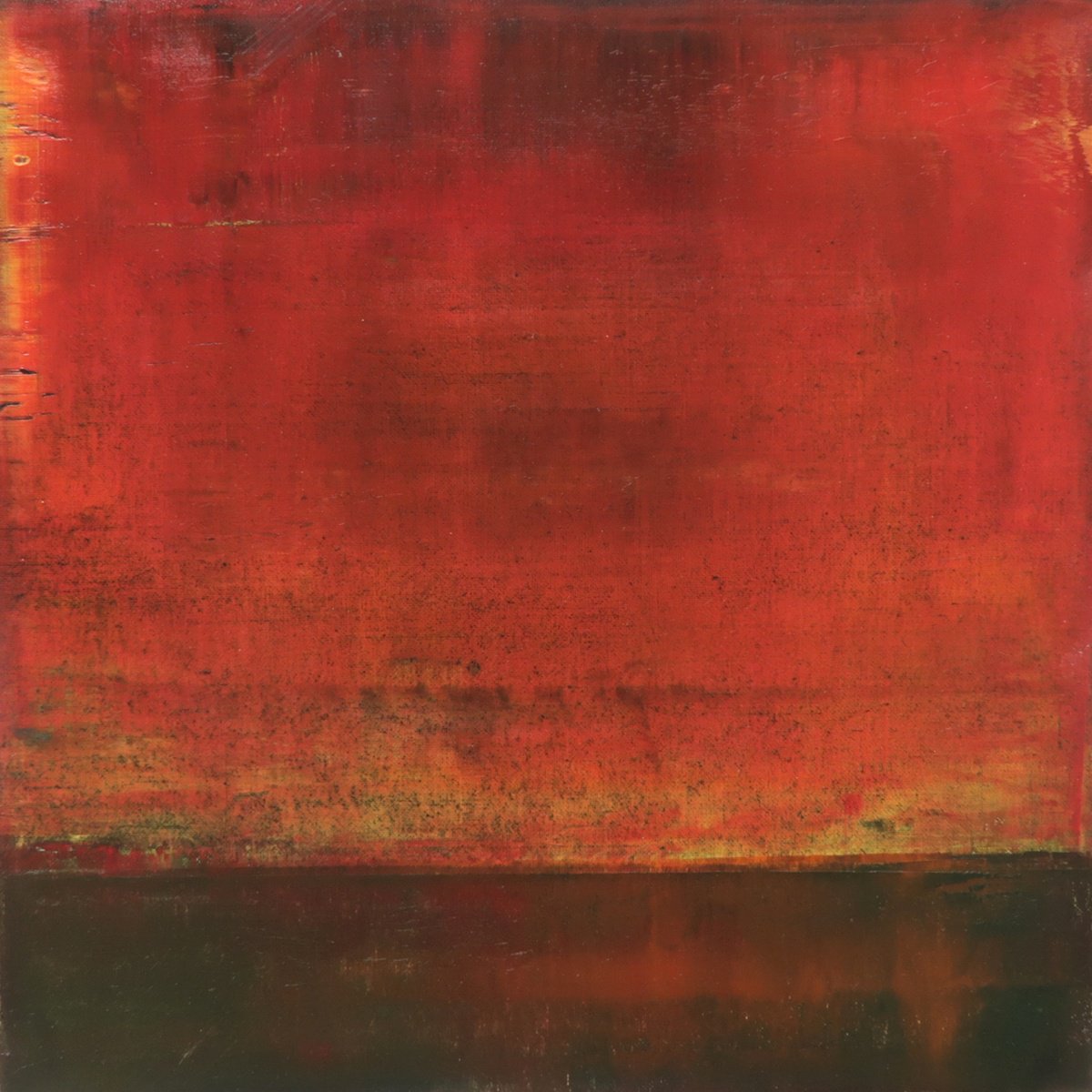 Abstract Landscape Oil Painting By Howard Sills, 12 X 12, They Said It Would Be Hot, Original Artwork