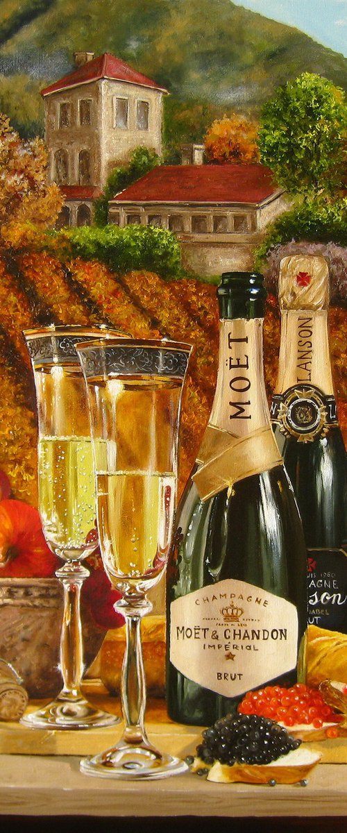 Autumn Vineyards and Champagne by Natalia Shaykina