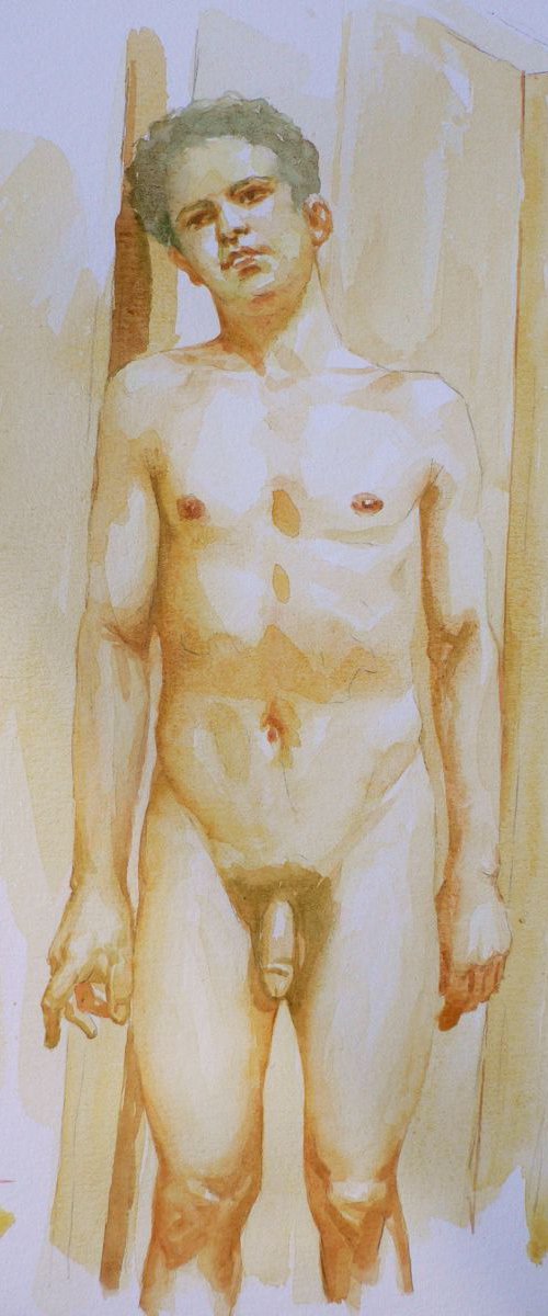 watercolour painting art male nude  #16-2-24 by Hongtao Huang