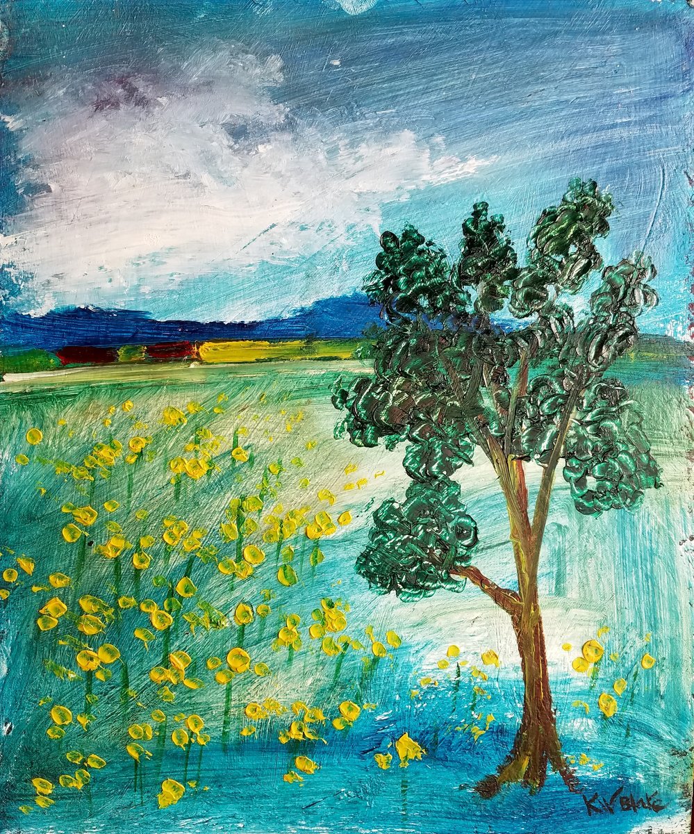 Impressionistic Landscape Oil Painting By Kevin Blake, 10 X 12", Van Goghs Countryside 3, Original Artwork