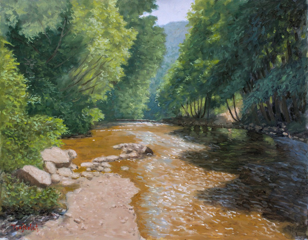 Impressionistic Landscape Oil Painting By Dejan Trajkovic, 22 X 18, Pro Chorum, Original Artwork