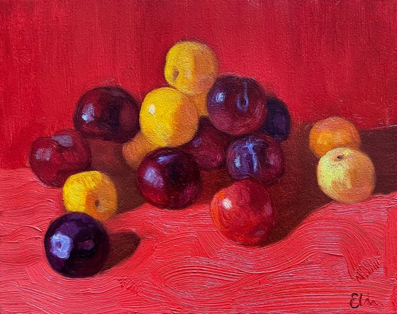 Still life with plums