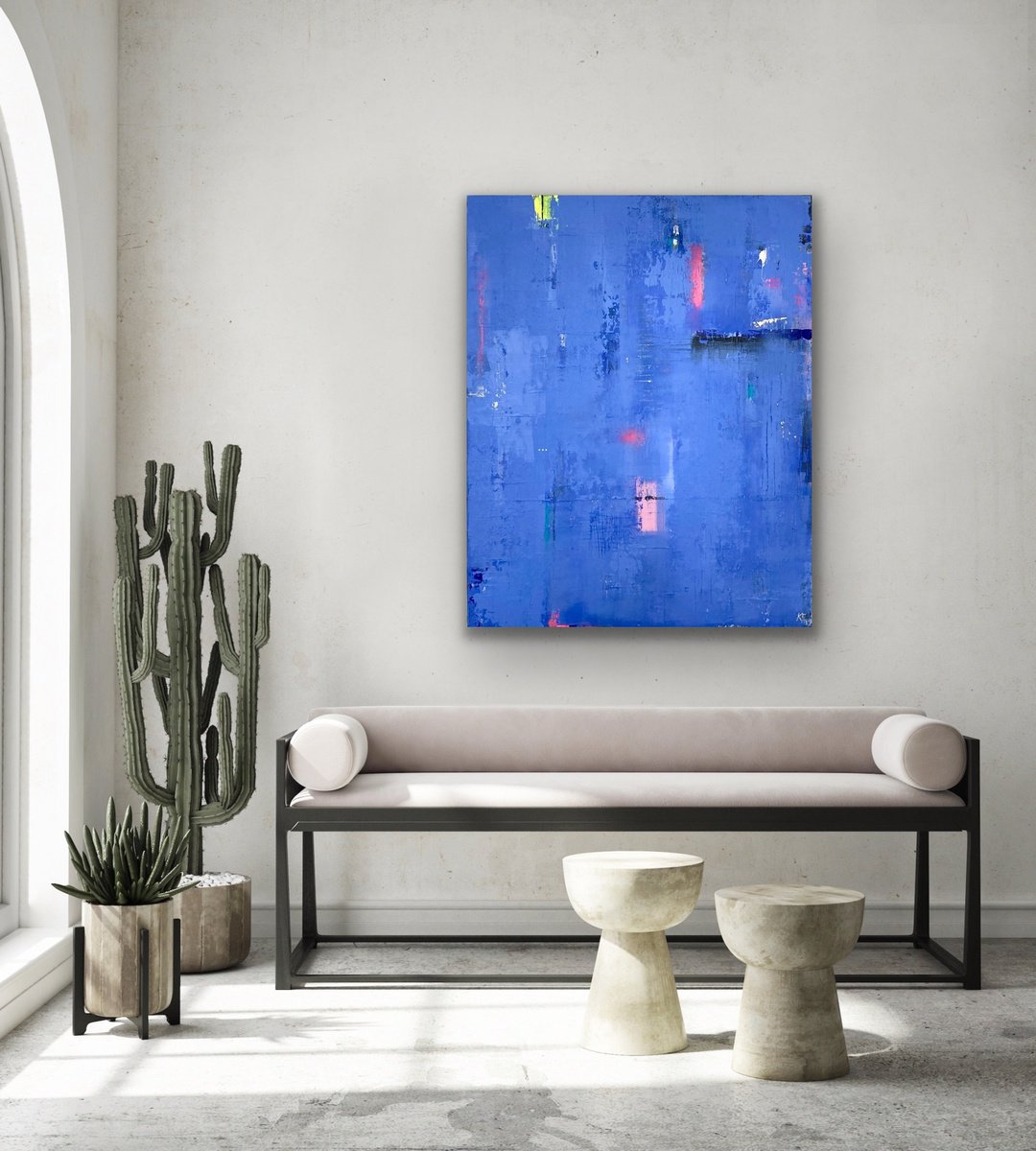 Abstract Painting By Kath Edwards, 31 X 39", One Careless Owner, Original Artwork