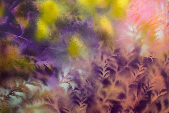 Pink evanescence - semi-abstract spray paint - modern floral - contemporary nature - decorative street art LARGE SIZE UNSTRETCHED